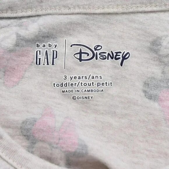Gap x Disney Minnie Mouse Cream/Grey Cotton Long Sleeve Dress 3T - Picture 4 of 5